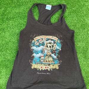 Vintage Mare Blue Sugar Skull Racerback Tank Top, Brown Mexico Souvenir - Size M